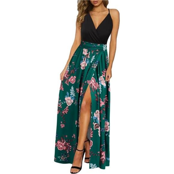 Dresses & Skirts - Luxe Summer 2025 Maxi Dress Vacation Floral Spaghetti Strap Spring Casual Boho